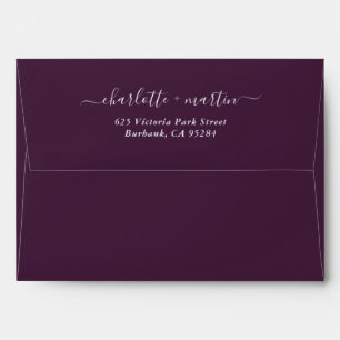 Plum Elegant Script Return Address Wedding Envelope