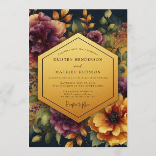 Plum Ember Bloom Wedding Invitation