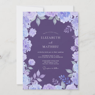 Plum Enchanting Floral Wedding Invitation