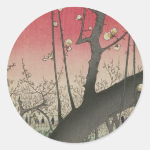 Plum Estate Japanese Edo Woodblock Plum Classic Round Sticker