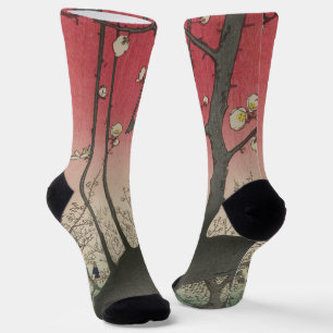 Plum Estate Japanese Edo Woodblock Plum Socks