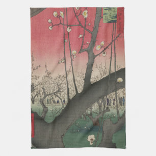Plum Estate Japanese Edo Woodblock Plum Tea Towel