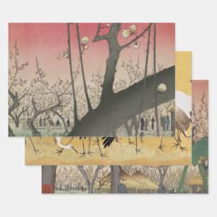 Plum Estate Japanese Edo Woodblock Plum Wrapping Paper Sheet