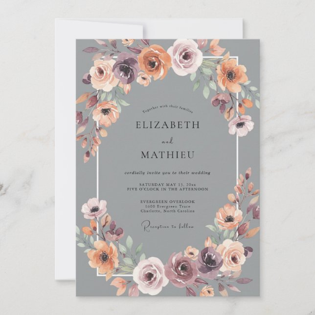 Plum Ethereal Arch Wedding Invitation (Front)