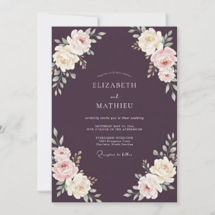 Plum Ethereal Floral Flourish Wedding Invitation