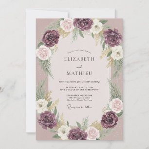 Plum Exquisite Winter Wedding Invitation