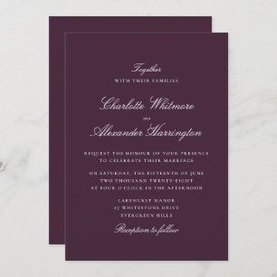 Plum Fall Winter Elegant Wedding Invitation