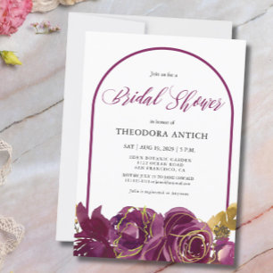 Plum Floral Arch Bridal Shower Invitation