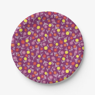 Plum Floral Ditsy Picnic Party Paper Plate