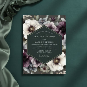 Plum Floral Opulent Romance Wedding Invitation
