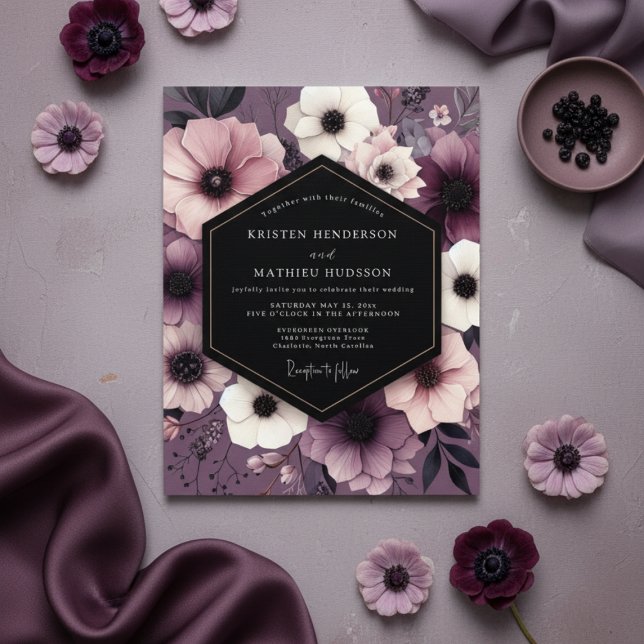 Plum Floral Opulent Wedding Invitation (Creator Uploaded)