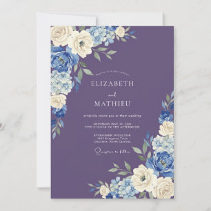 Plum Floral Painterly Flourish Wedding Invitation