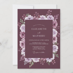 Plum Floral Romantic Flourish Wedding Invitation