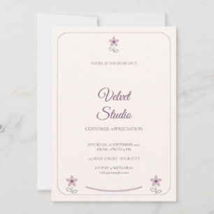 Plum Floral Script Customer Appreciation Business Invitation