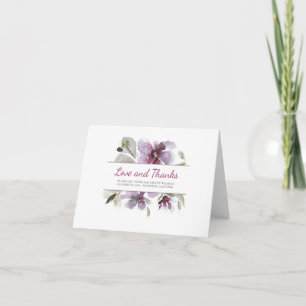 Plum Floral Watercolor Wedding Thank You Card