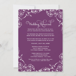 Plum Flourish Wedding Rehearsal Invitation
