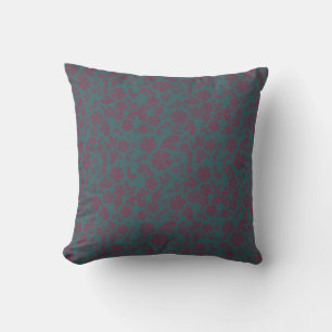 Plum Flowers on Teal MOJO Pillow