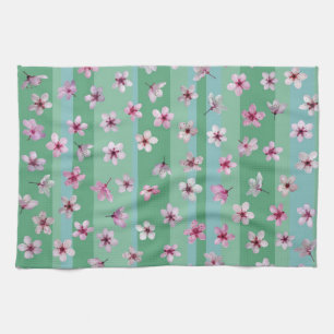 Plum Flowers Stripes Dishtowel Tea Towel