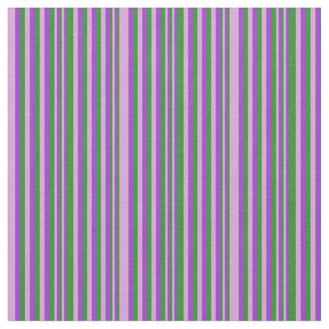 Plum, Forest Green & Dark Orchid Striped Pattern Fabric (Close Up)