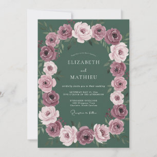 Plum Forest Wreath Wedding Invitation
