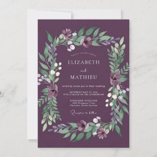 Plum Frosty Winter Wedding Invitation