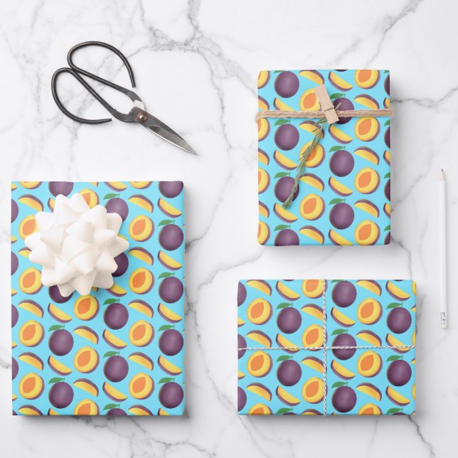Plum Fruit Wrapping Paper Sheet (Front)