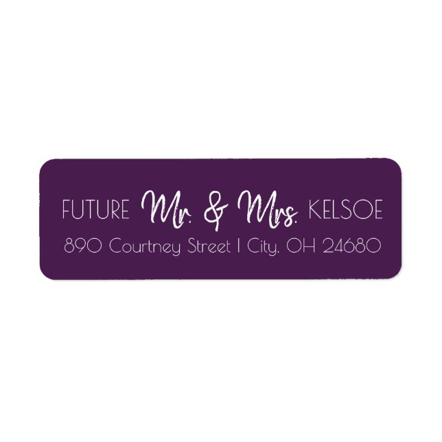 Plum Future Mr. & Mrs. Return Address Label (Front)