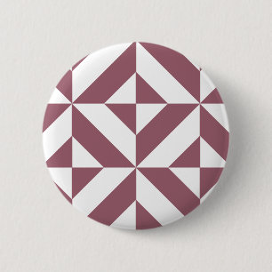 Plum Geometric Deco Cube Pattern 6 Cm Round Badge