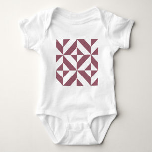 Plum Geometric Deco Cube Pattern Baby Bodysuit