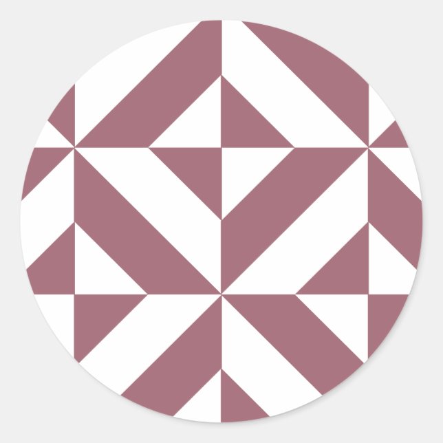 Plum Geometric Deco Cube Pattern Classic Round Sticker (Front)