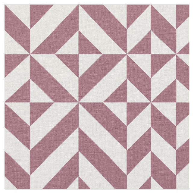 Plum Geometric Deco Cube Pattern Fabric (Close Up)