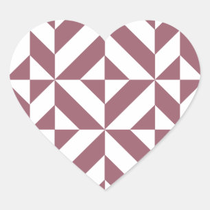 Plum Geometric Deco Cube Pattern Heart Sticker