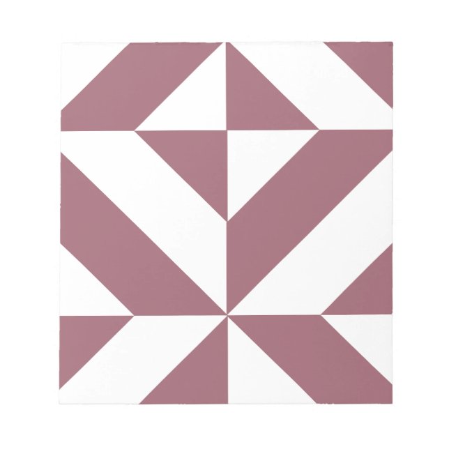 Plum Geometric Deco Cube Pattern Notepad (Front)
