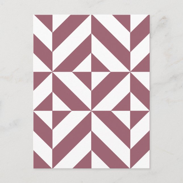Plum Geometric Deco Cube Pattern Postcard (Front)