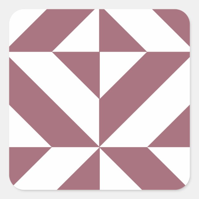 Plum Geometric Deco Cube Pattern Square Sticker (Front)