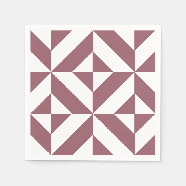Plum Geometric Deco Pattern Napkin (Front)
