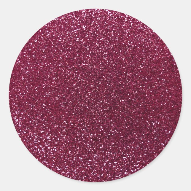 Plum glitter classic round sticker (Front)