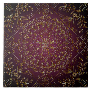 Plum Gold Decorative Ceramic Tile