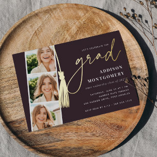 Plum Gold Tassel Photo Strip Graduation Party
