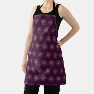 Plum   Golden Zinnia Flower Medallions Apron