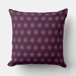 Plum | Golden Zinnia Flower Medallions Cushion