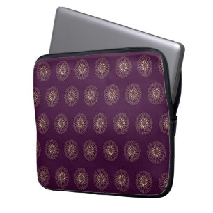 Plum Golden Zinnia Flower Medallions Laptop Sleeve