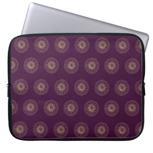 Plum   Golden Zinnia Flower Medallions Laptop Sleeve