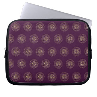 Plum | Golden Zinnia Flower Medallions Laptop Sleeve