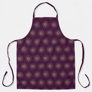 Plum Golden Zinnia Flower Medallions Large Apron
