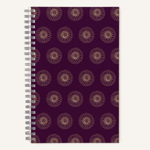 Plum   Golden Zinnia Flower Medallions Notebook
