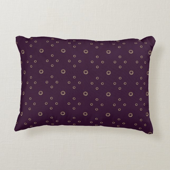 Plum | Golden Zinnia Sun Decorative Cushion (Back)