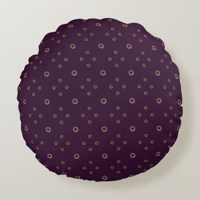 Plum | Golden Zinnia Sun Round Cushion (Front)
