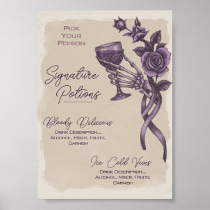 Plum Gothic Wedding Signature Drink Poster