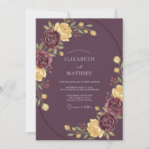 Plum Graceful Autumnal Wedding Invitation